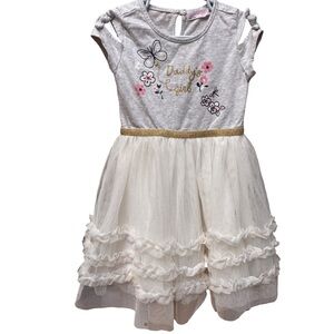 Young Gray and Cream Tulle Lined Novelty Dress 4T